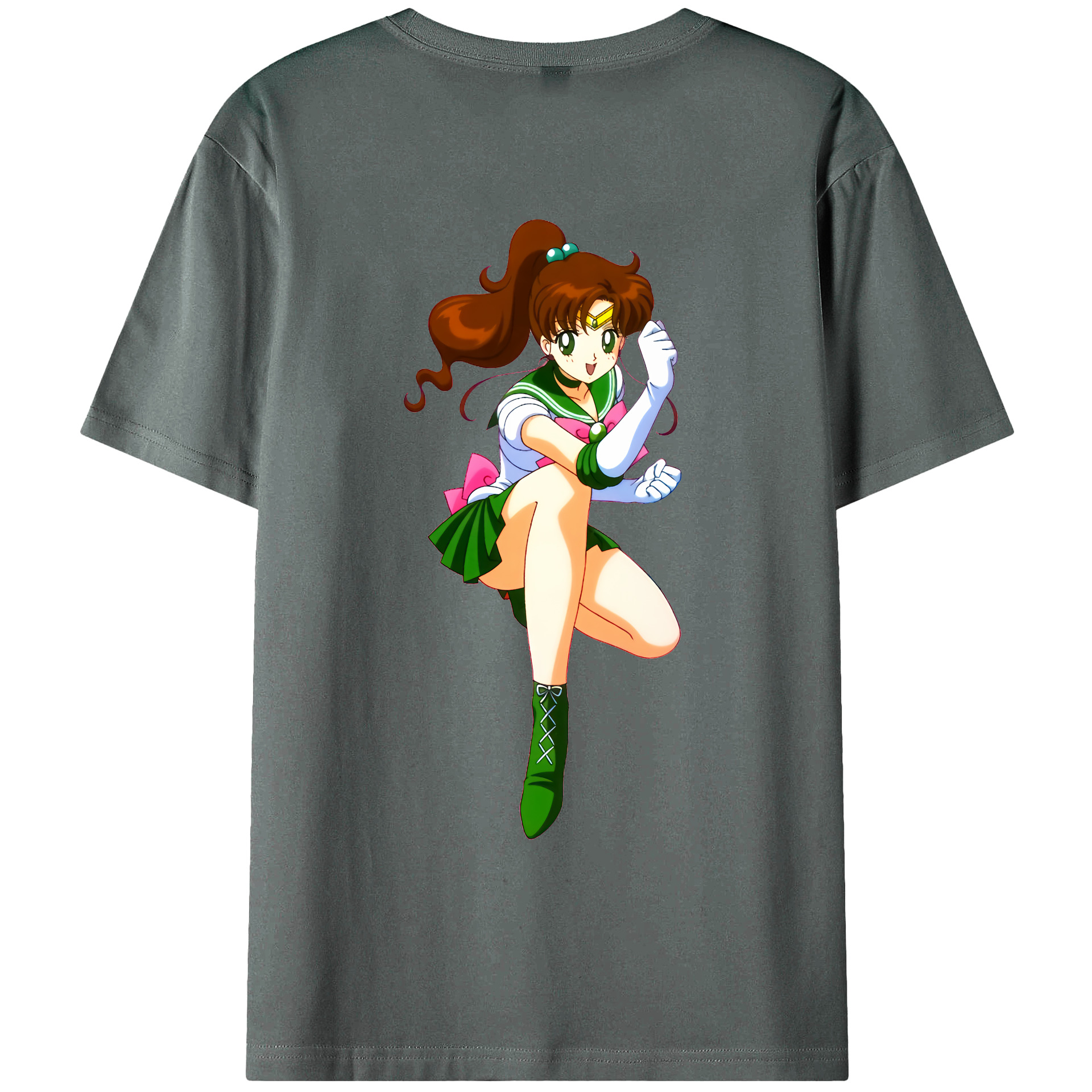 （画像用） 美少女戦士セーラームーン 木野 まこと きの まこと Sailor Moon Kino Makoto （セーラージュピター；Sailor Jupiter） 綿100％ メンズ半袖Tシャツ（バックプリント） 通気性